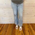 Ziggy-Light Washed Distressed Ankle Flare With Sewn Cuff