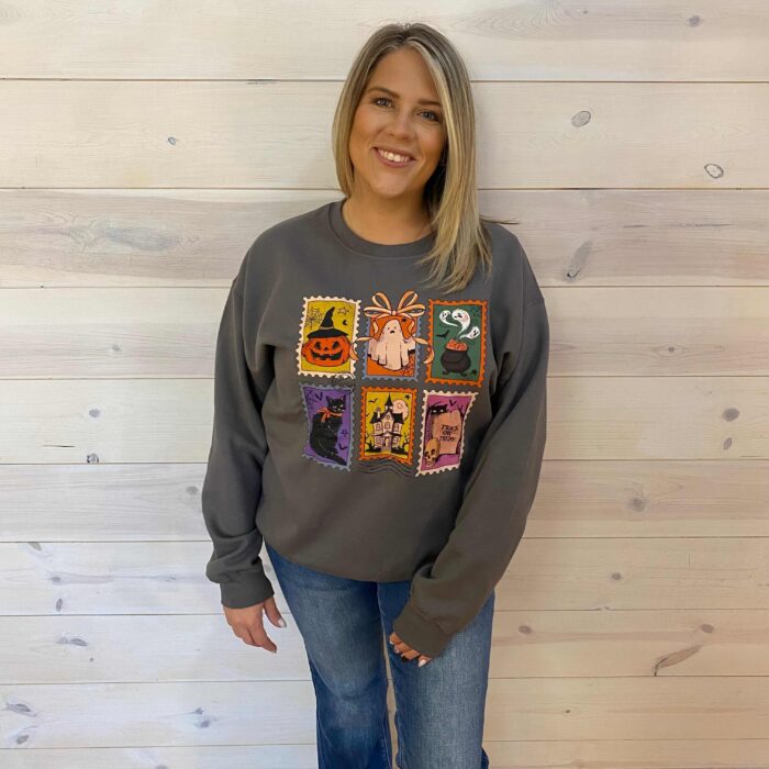Retro Ghost Stamp Halloween/Fall  Graphic Sweatshirt