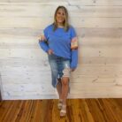 Myosotis Irregular Distressed Botton Denim Skirt