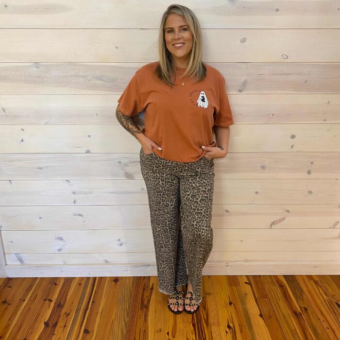 Stay Spooky Ghost Black Cat 100% Cotton Graphic Tee