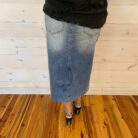 Myosotis Irregular Distressed Botton Denim Skirt