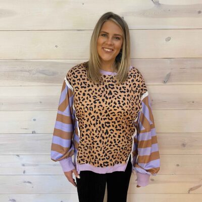 Color Block Patchwork Leopard Sweatshirt