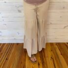 Wide Leg Elastic Waist Boho Flowy Trousers