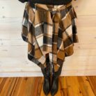 Stylish Paneled Checkered Lace-Up Skirt