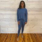 Brushed DTY Long Sleeve Round Neck Microfiber High Low Hem Loungewear Set