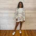 Grey Ivory Knitted Sweater Shorts Set