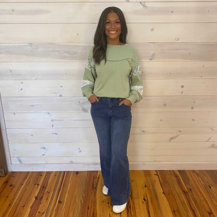 Zane-High Waist Button Zip Fly Bell Bottom Jeans