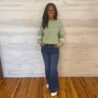 Zane-High Waist Button Zip Fly Bell Bottom Jeans