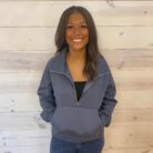 Athleisure Half Zip Fleece Funnel Neck Sweatshirt With Kangaroo Front Pocket