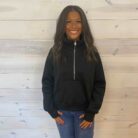 Athleisure Half Zip Fleece Funnel Neck Sweatshirt With Kangaroo Front Pocket