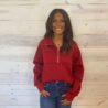 Athleisure Half Zip Fleece Funnel Neck Sweatshirt With Kangaroo Front Pocket