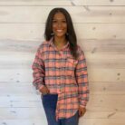 Plaid Oversized Long High Low Hem Shacket With Exposed Seams And Front Pockets