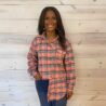 Plaid Oversized Long High Low Hem Shacket With Exposed Seams And Front Pockets