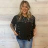 Oversized 1/2 Sleeve Pearl Detail Ribbed Top
