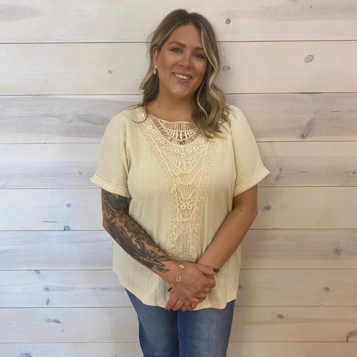 Crocheted Lace Short Sleeve Top