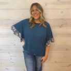 Sunlit Meadow Ruffle Sleeve Hi-Low Hem Top