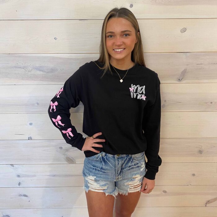 100% Cotton Simply Southern Lace Mama Long Sleeve  Graphic Tee