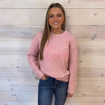 Love Script Graphic Baggy Sweater