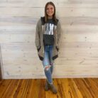 Animal Print Zip Up Drawstring Hoodie With Pockets