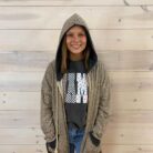 Animal Print Zip Up Drawstring Hoodie With Pockets