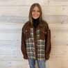 Collared Plaid Splicing Open Button Jacket