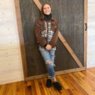 Collared Plaid Splicing Open Button Jacket