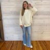 Raw Seam Detail Floral Bow Patched Baggy Pullover