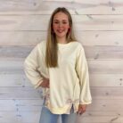 Raw Seam Detail Floral Bow Patched Baggy Pullover