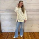 Raw Seam Detail Floral Bow Patched Baggy Pullover