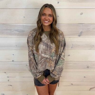 Sadie Vintage Woodland Camo Long Sleeve Top