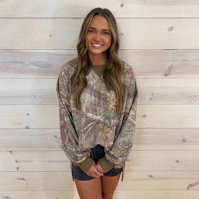 Sadie Vintage Woodland Camo Long Sleeve Top
