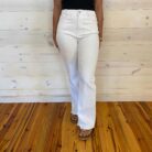 Acid Washed Frayed Cutoff Hem Wide Leg Pants