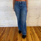 Riley-High Rise Wide Leg Waist Detail Jeans