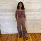 Mineral Wash Leopard Patch Loose Pants With Pockets