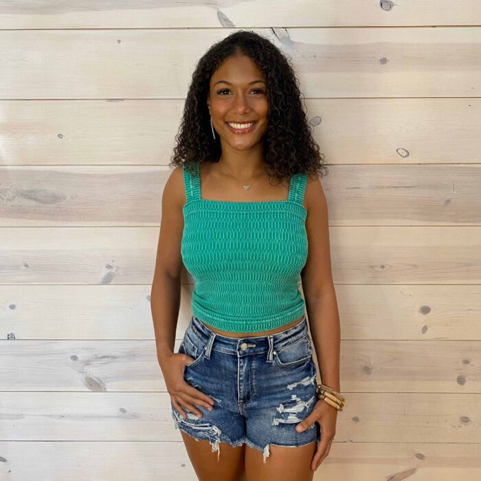 Montana-High Rise Stretch Dark Patched Work Shorts with Frayed Hem