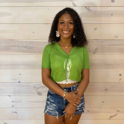 Heart Cutout Lace-Up Short Sleeve Cropped Cardigan