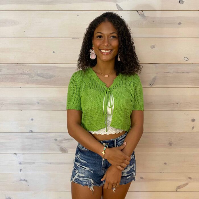 Heart Cutout Lace-Up Short Sleeve Cropped Cardigan