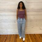 Ellen-Elastic Band Slouchy Cropped Barrel Seam Detail Jeans