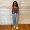 Ellen-Elastic Band Slouchy Cropped Barrel Seam Detail Jeans