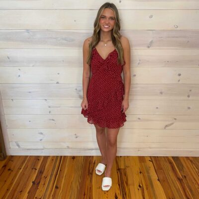 Asym Ruffled Dotted Woven Mini Dress