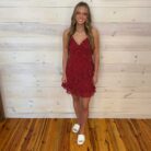 Asym Ruffled Dotted Woven Mini Dress