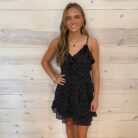 Asym Ruffled Dotted Woven Mini Dress