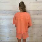 Mineral Washed Knit Casual Top And Shorts Set With Pockets