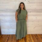 Woven Crinkle Gauze Crop Tee And Skirt Set