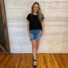 Flared Hem Waffle Knit Casual Top