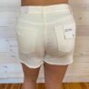 Demi-Raw Hem White Denim Shorts