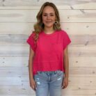 Flared Hem Waffle Knit Casual Top