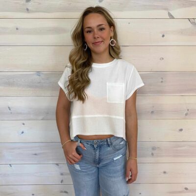 Flared Hem Waffle Knit Casual Top