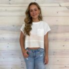 Flared Hem Waffle Knit Casual Top