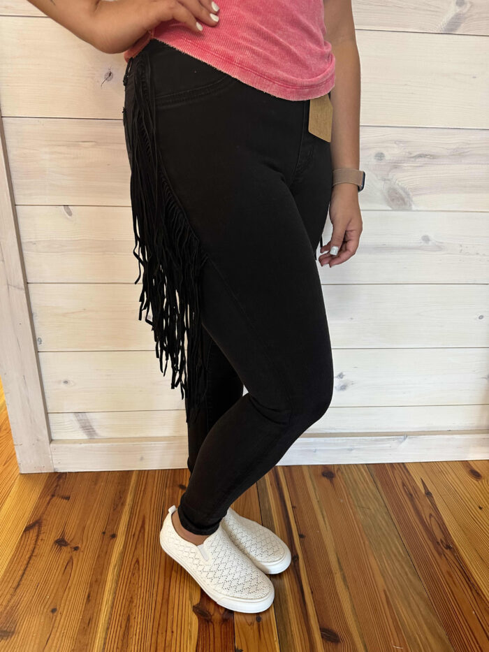 Ali-High Rise Side Fringe Skinny Jeggings